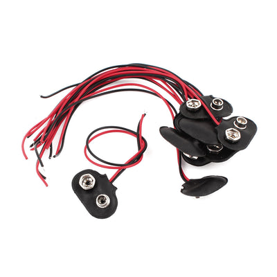 Harfington Uxcell 10pcs Faux Leather Shell 9V Batteries Clip Connectors Battery Holder Buckle