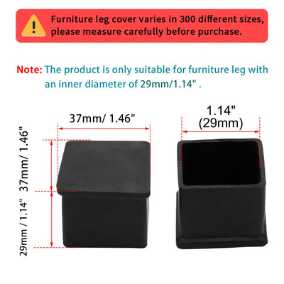 Harfington Uxcell 6 Pcs 30mm x 30mm Square Rubber Furniture Table Leg Foot Cover Holder Protector