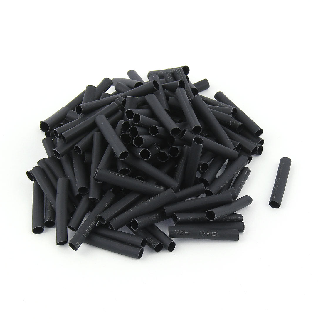 Harfington 150pcs Wrap Wire Black 3.5mm Dia Heat Shrink Tube Sleeving 30mm Length 2:1