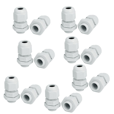 uxcell Uxcell PG7 Waterproof Wire Cable Glands Clamp White Plastic Connector 14pcs