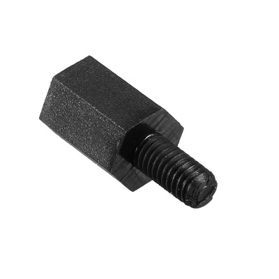Harfington Uxcell 100Pcs M3 8mm+6mm Male to Female Screw Threaded Black Nylon Hex Standoff Spacer Pillar for PCB Motherboard