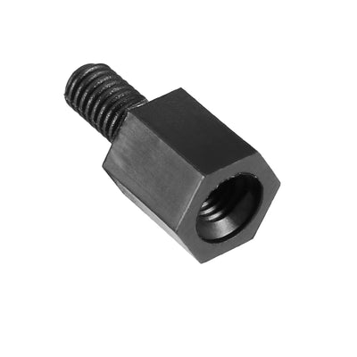 Harfington Uxcell 100Pcs M3 6mm+6mm Male to Female Screw Threaded Black Nylon Hex Standoff Spacer for PCB Motherboard