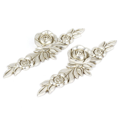 Harfington Uxcell Antique Silver Rose Flower Pull Handle Cabinet Closet Drawer Door Knobs 2pcs