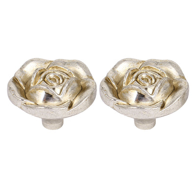 uxcell Uxcell 2pcs Antique Silver Rose Flower Cabinet Drawer Door Knob Pull Handles 30mm Dia.