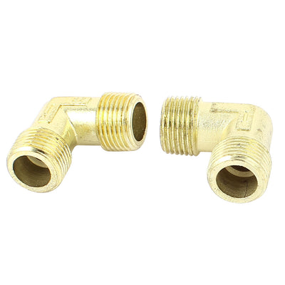 Harfington Uxcell 2 Pcs Metal Pipe 90 Deg 3/8 BSP Male to Male,,,,,,.,!@# % &*()~•~) Water Fuel Elbow Fitting_v2