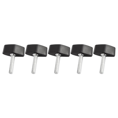 uxcell Uxcell 5pcs M6x30mm Male Threaded Screw On Plastic T Handle Clamping Knobs Black