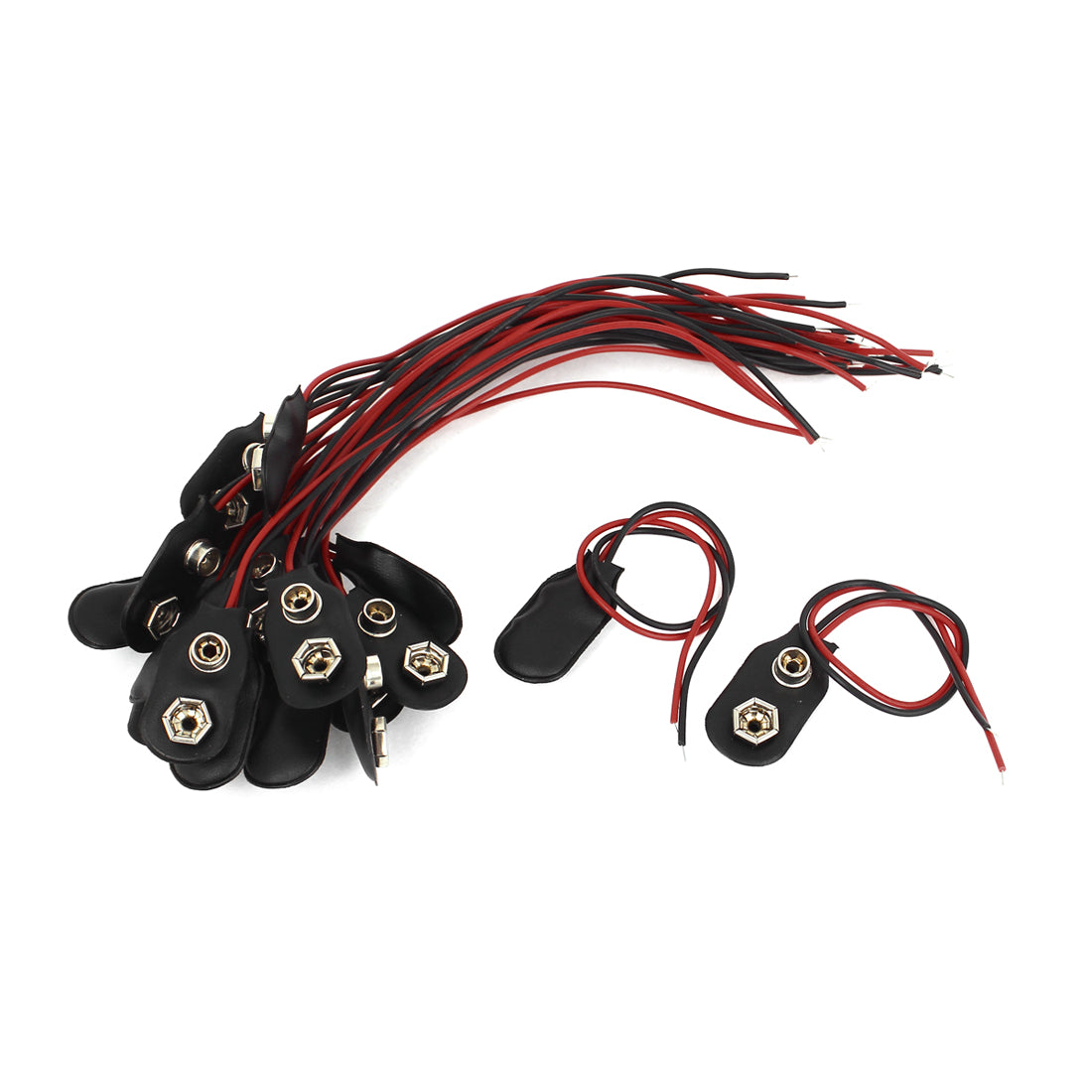 uxcell Uxcell 20 stücke 2 Drähte Führt 9V Batterie Snap Clip Anschlüsse Halter Adapter Schwarz