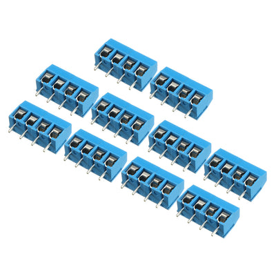 uxcell Uxcell 10 Pcs AC 300V 10A 4 Pins PCB Terminal Block Connector 5.0mm Pitch Blue