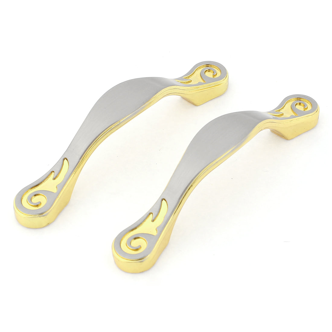 uxcell Uxcell 2pcs 64mm Hole Spacing Cabinet Drawer Arch Pull Handles Knobs Gold Tone 9cm Long