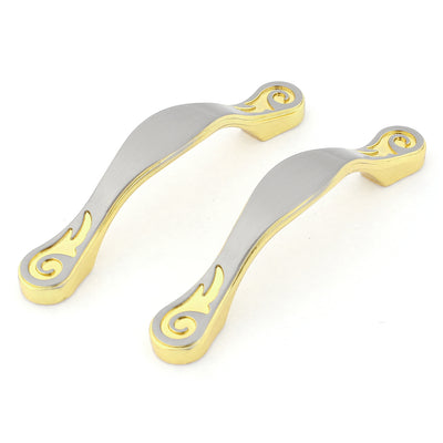 Harfington Uxcell 2pcs 64mm Hole Spacing Cabinet Drawer Arch Pull Handles Knobs Gold Tone 9cm Long