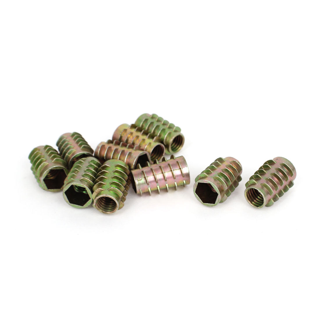 uxcell Uxcell 10 Pcs Inner Hex M10 Female Thread Furniture Insert Nuts Screws Zinc Yellow