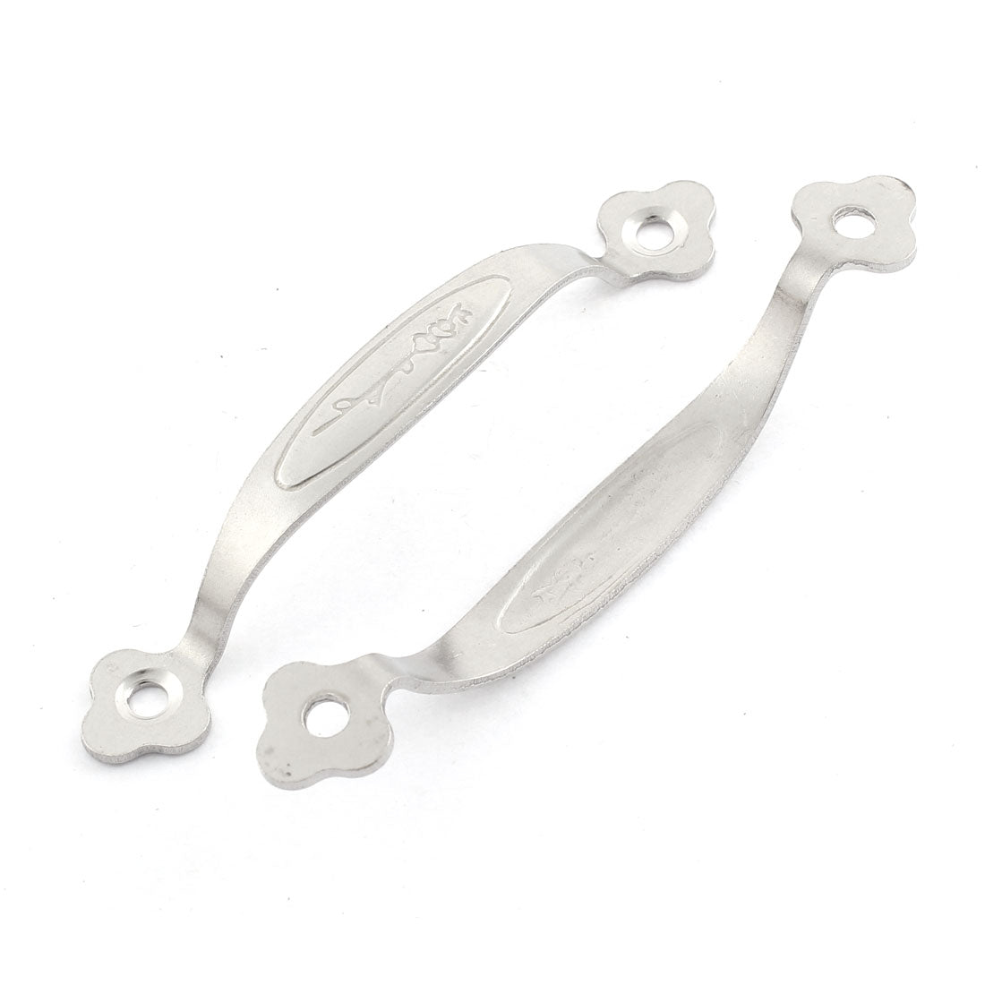 uxcell Uxcell 2Pcs 4-Inch Silver Tone Cupboard Gates Windows Screw Mounted Stainless Steel Pull Handles 85mm Hole Center Distance