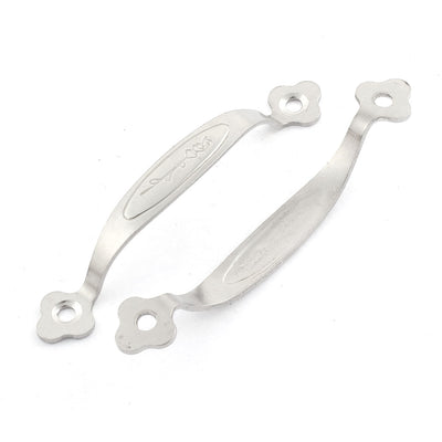 uxcell Uxcell 2Pcs 4-Inch Silver Tone Cupboard Gates Windows Screw Mounted Stainless Steel Pull Handles 85mm Hole Center Distance