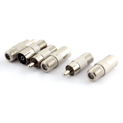 Harfington Uxcell PAL Female RCA Male to F Type Female Coaxial Jack Straight Connector TV 6Pcs