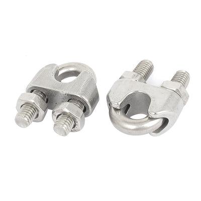 uxcell Uxcell 10mm 3/8" Stainless Steel Wire Rope Cable Clamp Clips 2pcs
