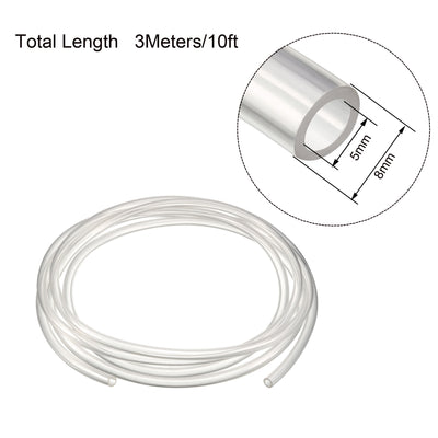 Harfington Uxcell 3Meters Length 8mm x 5mm Clear PU Polyurethane Flexible Tubing Pneumatic Pipe Tube Hose for Air Compressor