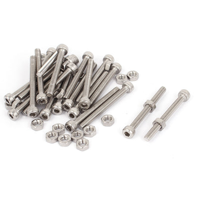Harfington M4x40mm Stainless Steel Hex Socket Head Knurled Cap Screws Bolts Nut Set 20Pcs