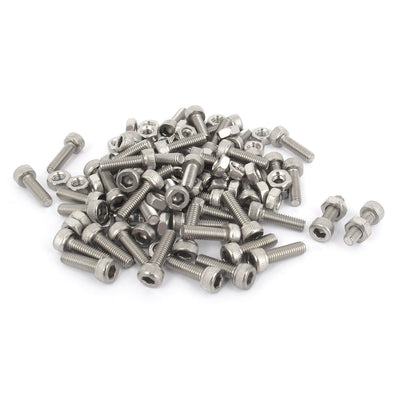 Harfington M3x10mm Stainless Steel Hex Socket Head Knurled Cap Screws Bolts Nut Set 50Pcs