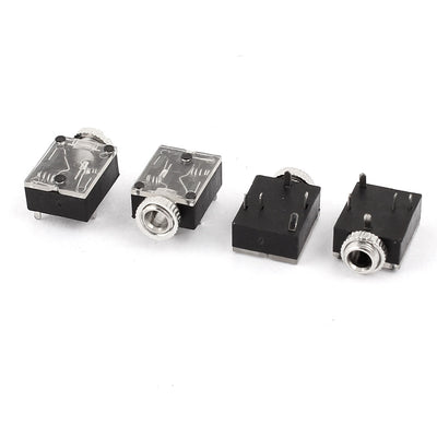 Harfington 4pcs 3.5mm Female 5 Pins Stereo Headset Interior PCB Mount Audio Jack Socket