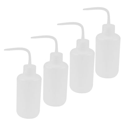 Harfington Lab Right Angle Bent Tip Plastic Liquid Storage Squeeze Bottle Dispenser 250mL 4 Pcs