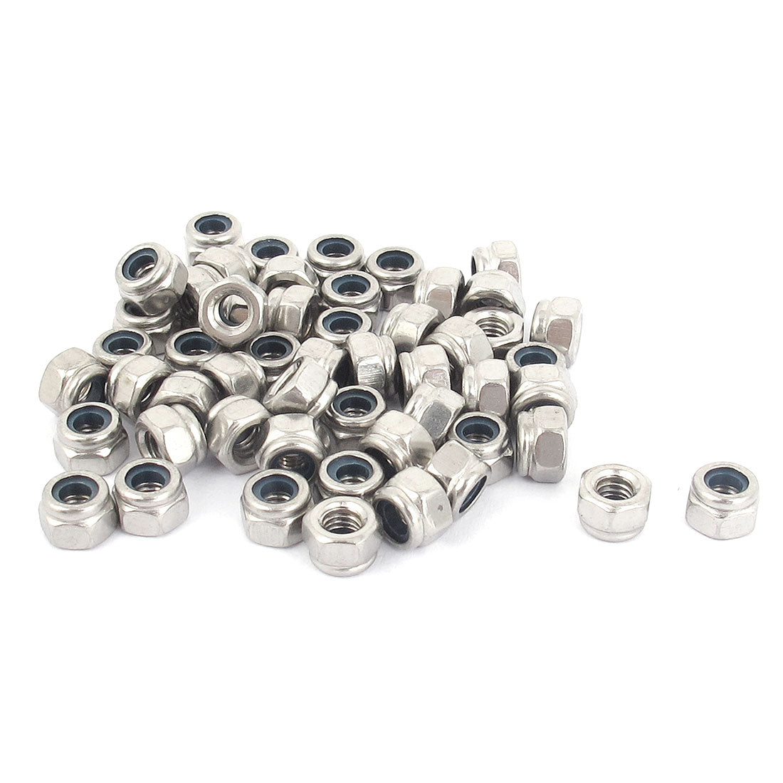 Harfington M4x0.7mm Stainless Steel Nylock Self-Locking Nylon Insert Hex Lock Nuts 50pcs