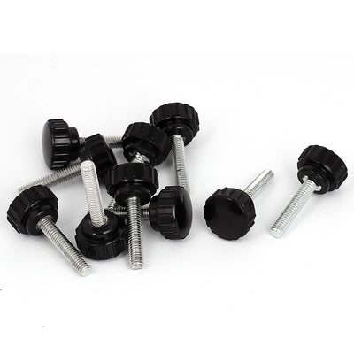 uxcell Uxcell M6 x 30mm Male Thread Plastic Head Knurled Clamping Knob Jig Black 10pcs