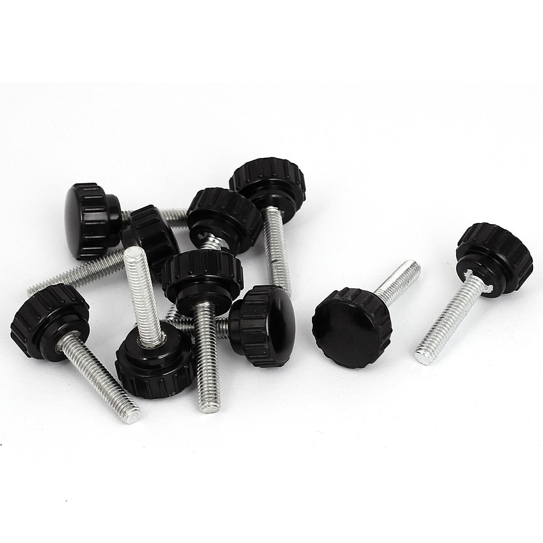 Harfington M6×30mm Male Thread Plastic Head Knurled Clamping Knob Jig Black 10pcs