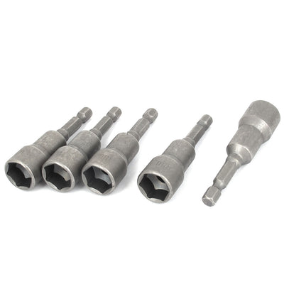 Harfington 1/4" Shank 13mm Hex Socket Impact Nut Setter Driver Bit Adapter Gray 5pcs
