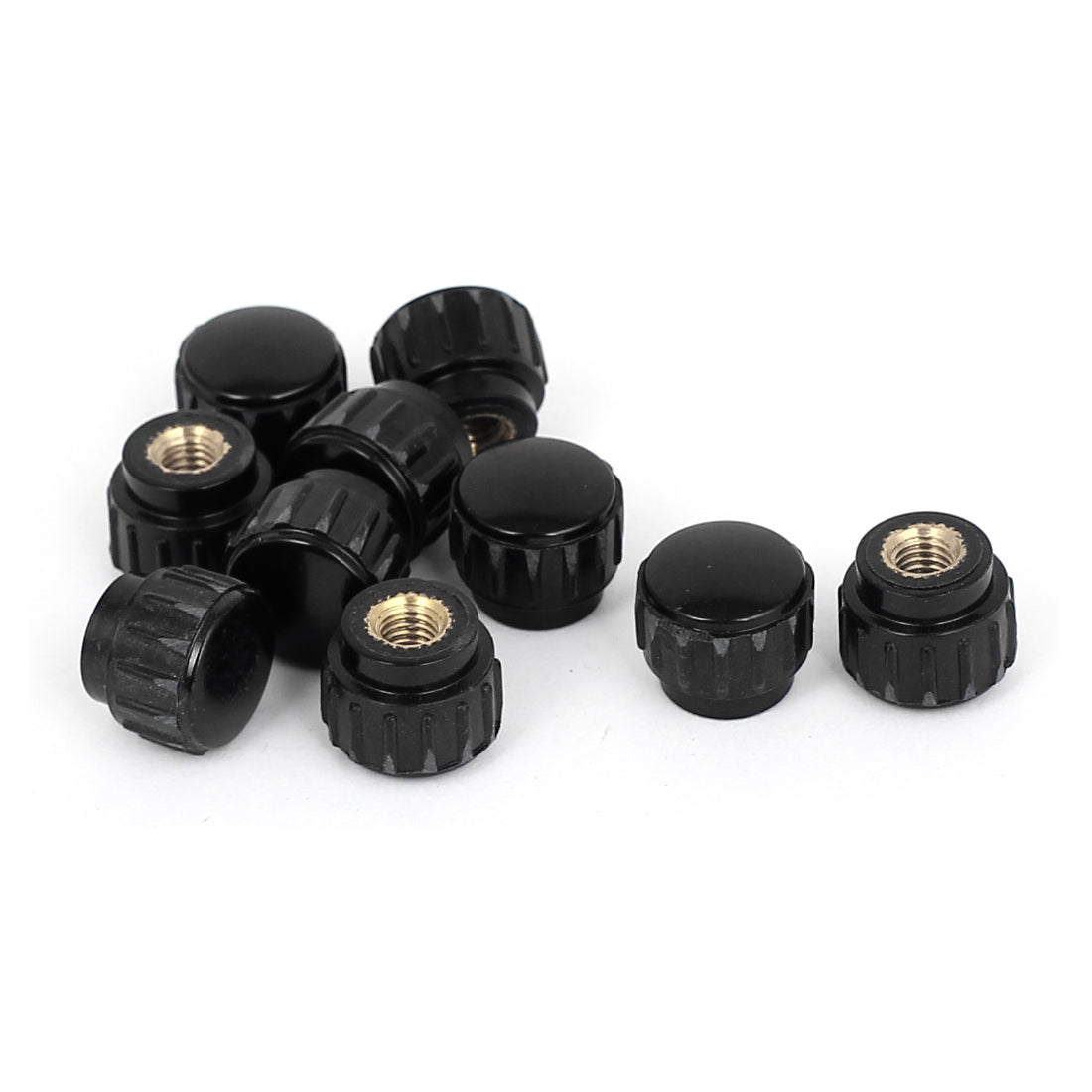 Harfington M5×15mm Female Thread Plastic Knurled Head Clamping Knob Jig Black 10pcs