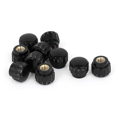 Harfington M5×15mm Female Thread Plastic Knurled Head Clamping Knob Jig Black 10pcs