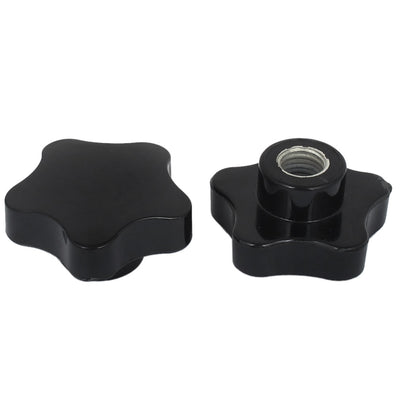 Harfington M16×60mm Female Thread Plastic Star Head Clamping Knob Jig Black 2pcs