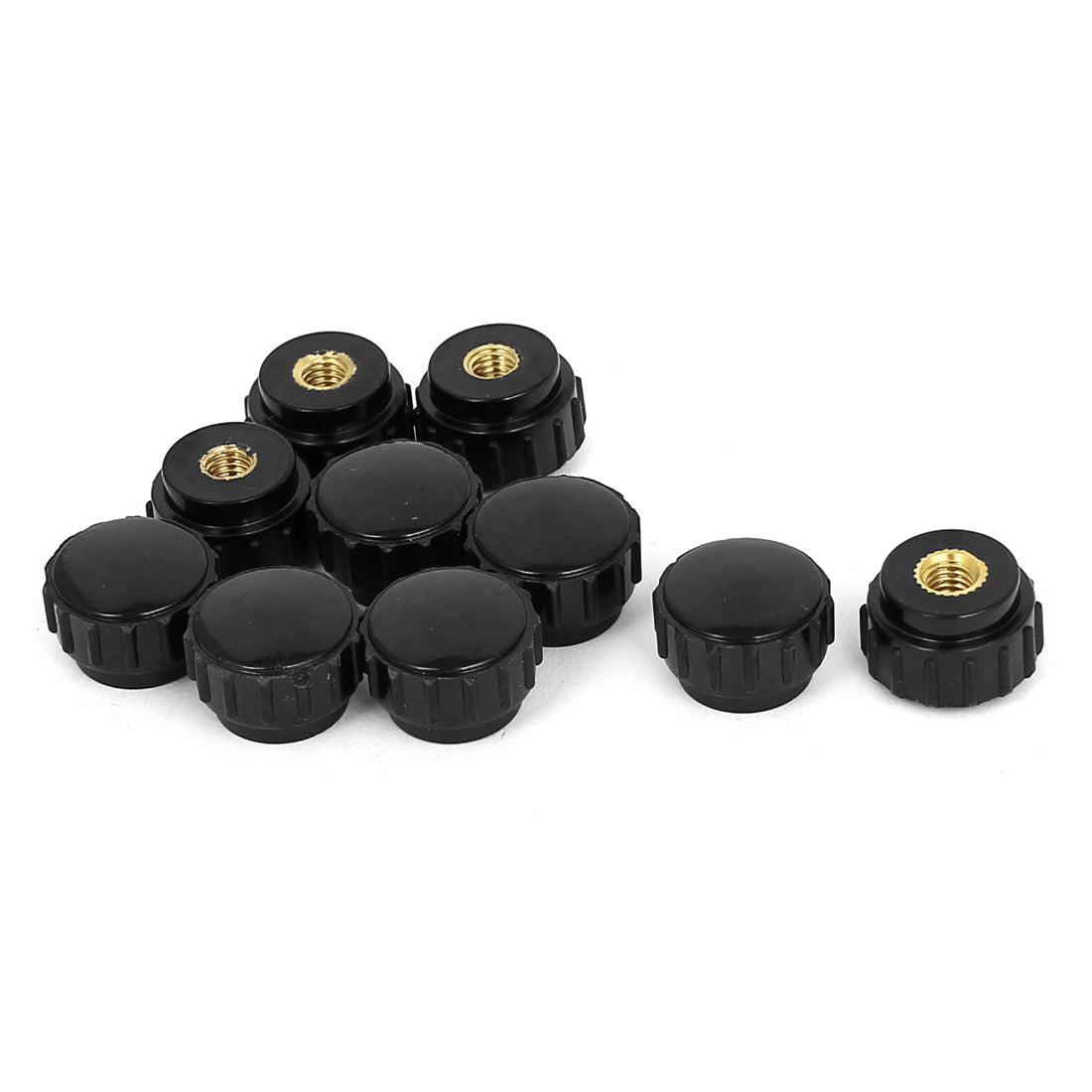 Harfington M5×18mm Female Thread Plastic Knurled Head Clamping Knob Jig Black 10pcs