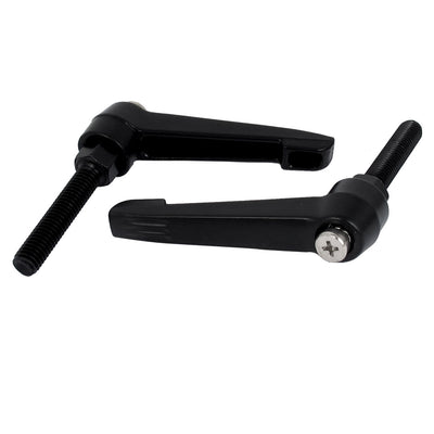 Harfington M8x40mm Male Thread Lathe Machine Metal Adjustable Handle Lever Grip Black 2pcs
