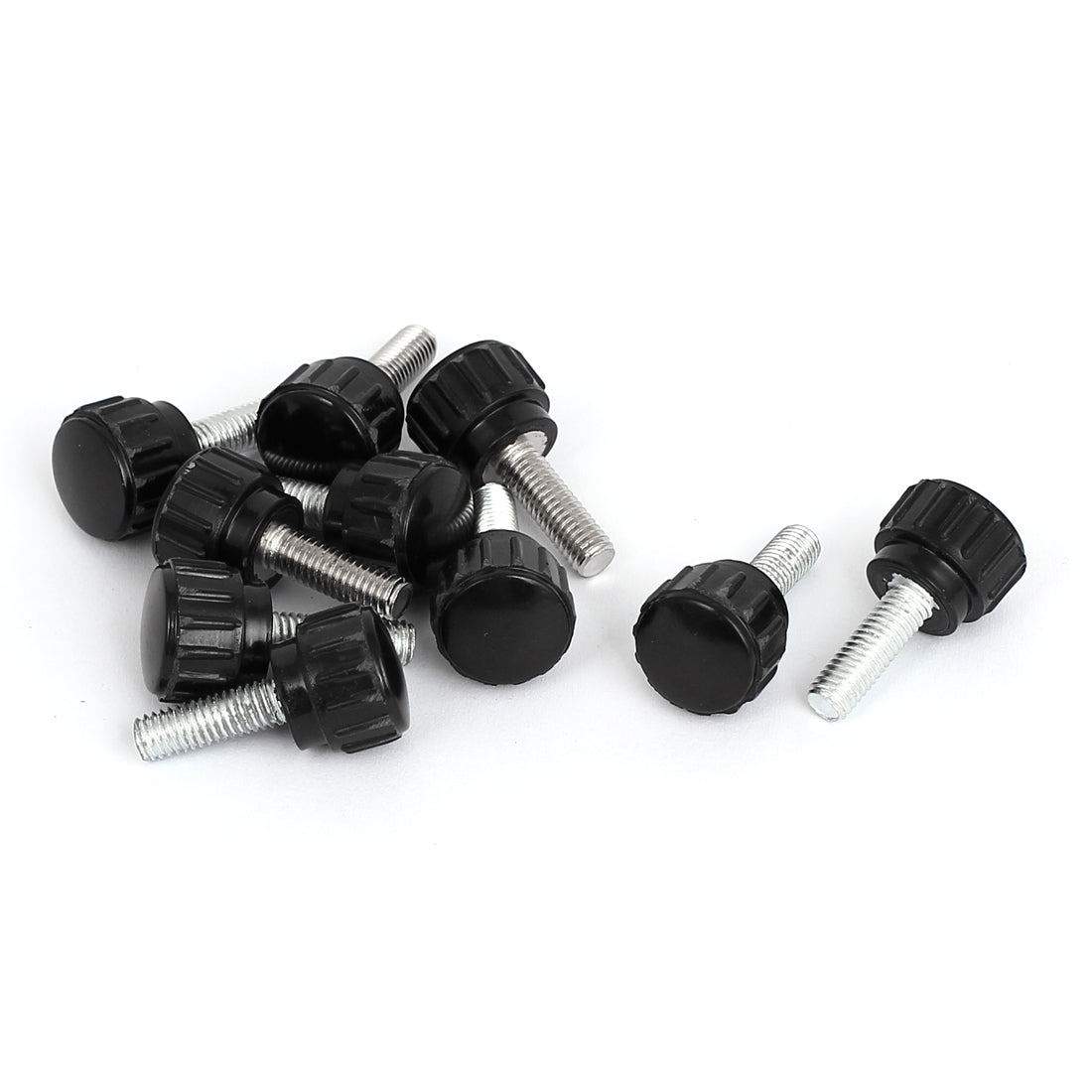 Harfington M5×15mm Male Thread Plastic Knurled Head Clamping Knob Jig Black 10pcs
