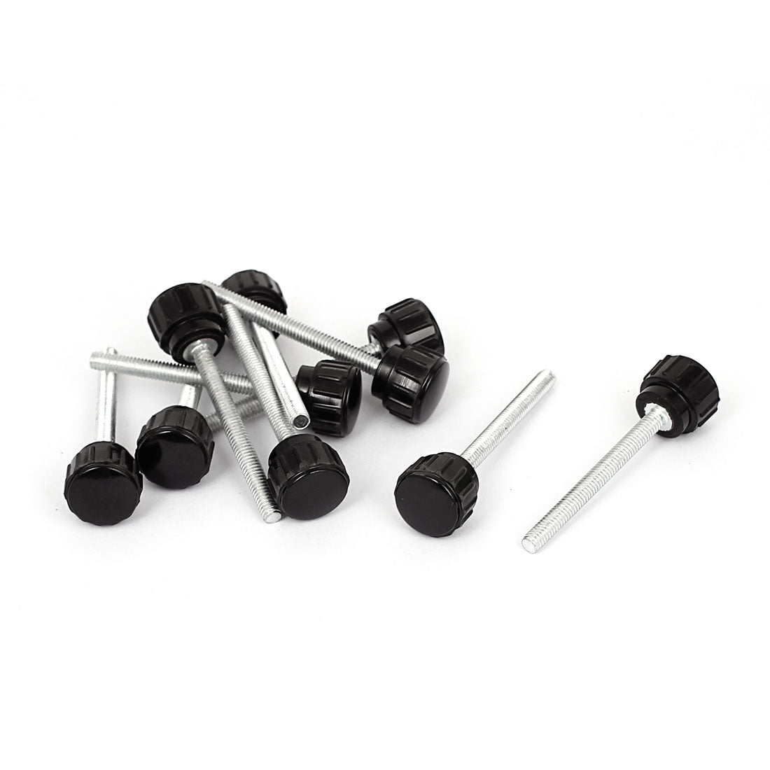 Harfington M4×40mm Male Thread Plastic Knurled Head Clamping Knob Jig Black 10pcs