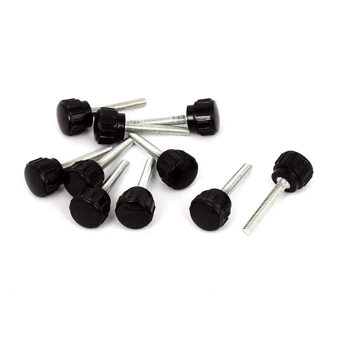 Harfington M4×25mm Male Thread Plastic Knurled Head Clamping Knob Jig Black 10pcs