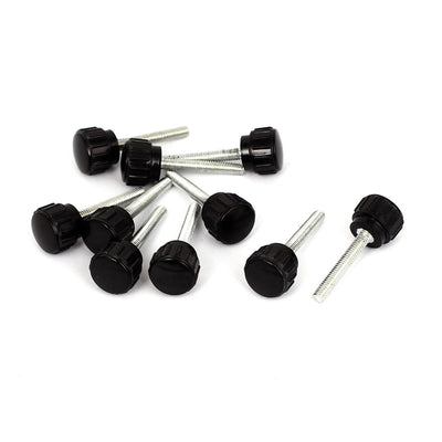 Harfington M4×25mm Male Thread Plastic Knurled Head Clamping Knob Jig Black 10pcs