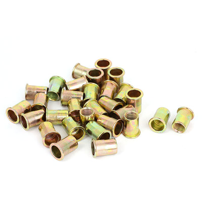 Harfington 30pcs M12x22mm Knurled Body Flat Head Blind Rivet Nut Insert Nutserts