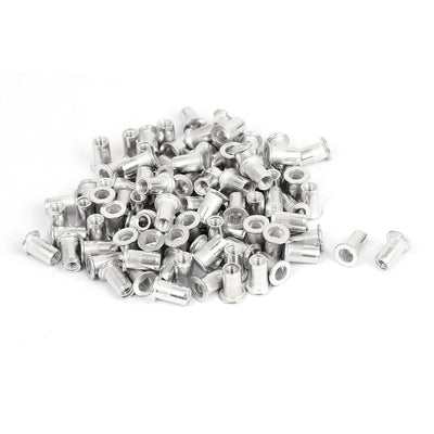 Harfington 100pcs M5 Aluminium Threaded Knurled Flat Head Blind Rivet Nuts Nutserts