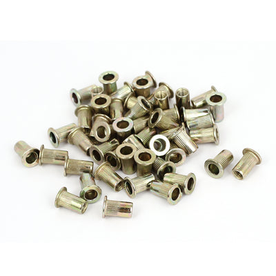 Harfington 50pcs M4 Threaded Grooved Body Flat Head Blind Rivet Nut Insert