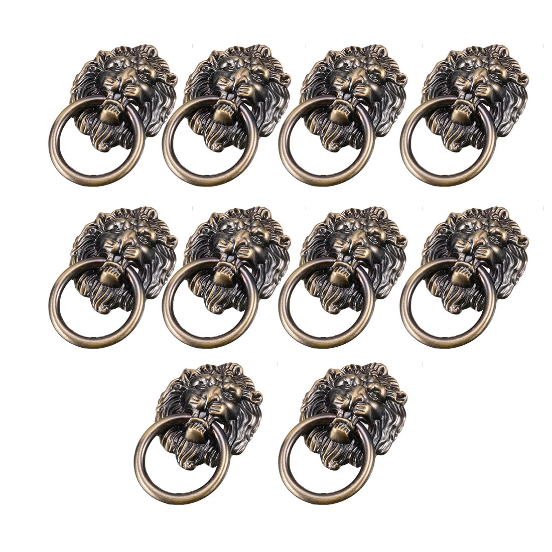 uxcell Uxcell Vintage Style Metal Lion Head Design Dresser Cabinet Door Pull Handle 10pcs