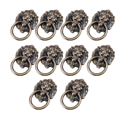 uxcell Uxcell Vintage Style Metal Lion Head Design Dresser Cabinet Door Pull Handle 10pcs