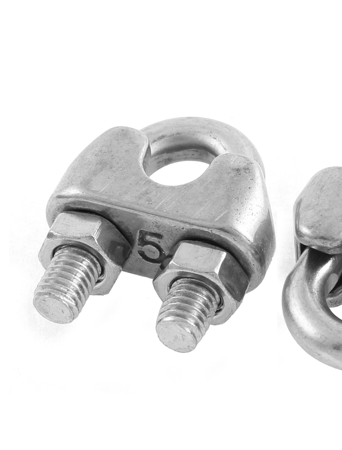 Harfington 5mm 1/5" Stainless Steel Wire Rope Cable Clamp Clips Fastener 20pcs