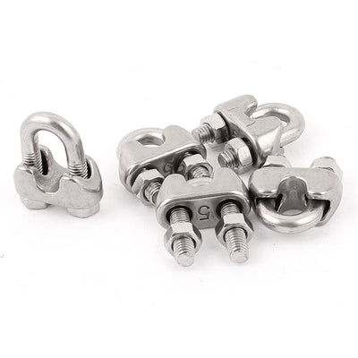 uxcell Uxcell 5mm 3/16" Stainless Steel Wire Rope Cable Clamp Clips Fastener 5pcs