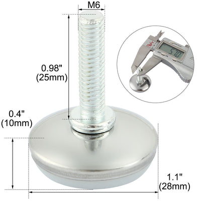 Harfington Uxcell M6 x 25mm Threaded Furniture Cabinet Screw On Leveling Glide Foot 50 Pcs