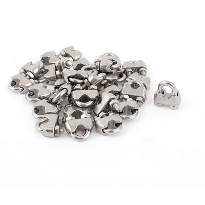 Harfington 4mm 1/6" Stainless Steel Wire Rope Cable Clamp Clips 30pcs