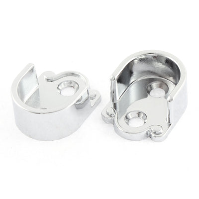 Harfington Metal 19mm Dia Clothes Closet Rod Flange Holder Bracket 2pcs Silver Tone