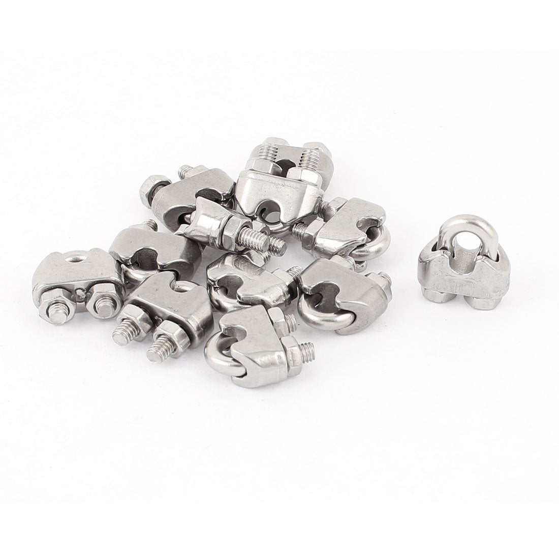 Harfington 12pcs 3mm 1/8" Stainless Steel Wire Rope Cable Clamp Clips Fastener
