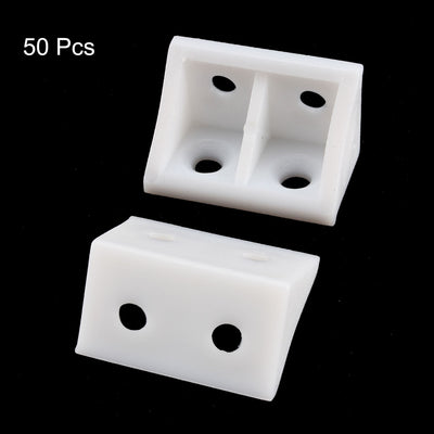 Harfington 50pcs 90 Degree White Plastic Furniture Closet Cabinet Corner Connectors