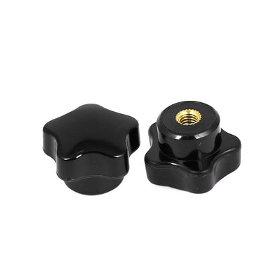 Harfington 2pcs M6 Female Threaded Dia Black Plastic Screw On Type Clamping Star Shaped Knob Grip Handgrip